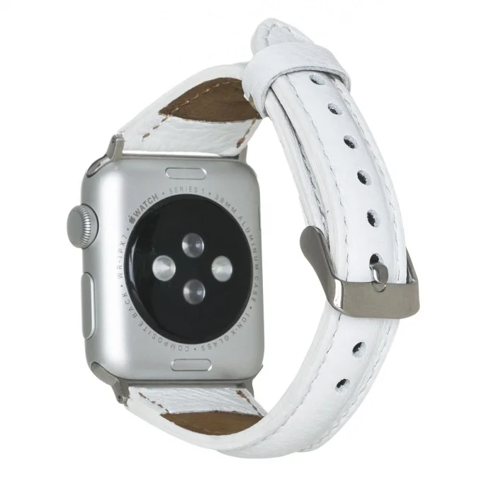  Apple Watch Uyumlu Deri Kordon 38-40-41mm Slim F3 Beyaz