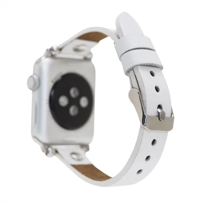  Apple Watch Uyumlu Deri Kordon 38-40-41mm ST F3 Beyaz