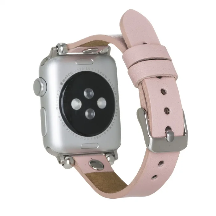  Apple Watch Uyumlu Deri Kordon 38-40-41mm ST NU2 Pembe