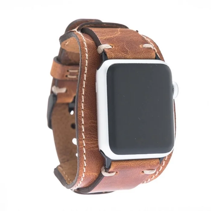  Apple Watch Uyumlu Deri Kordon 42-44-45mm Cuff V18