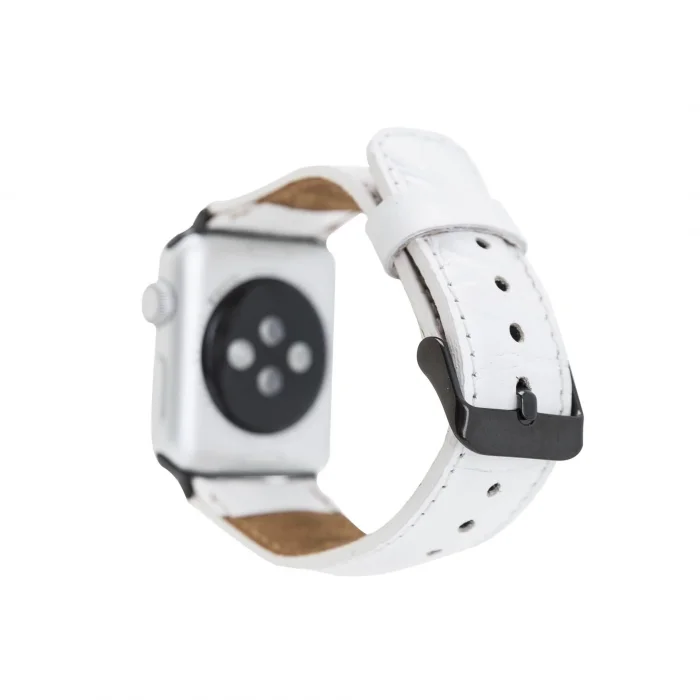  Apple Watch Uyumlu Deri Kordon 42-44-45mm F3 Beyaz