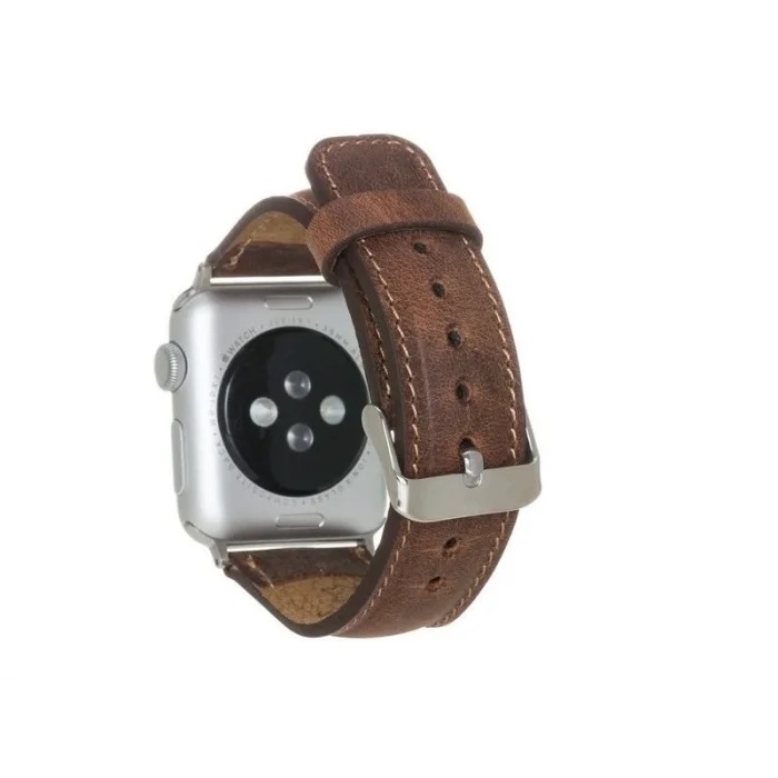  Apple Watch Uyumlu Deri Kordon 42-44-45mm G2 Kahverengi