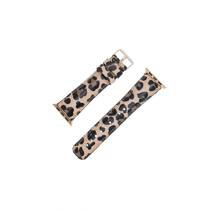 Apple Watch Uyumlu Deri Kordon 42-44-45mm Leopar NE