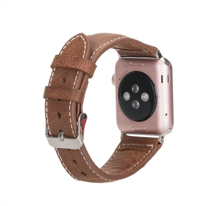  Apple Watch Uyumlu Deri Kordon 42-44-45mm NM1-AS2 Taba