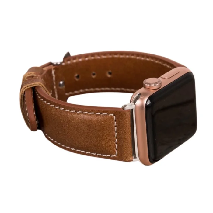  Apple Watch Uyumlu Deri Kordon 42-44-45mm NM4-AS2 Taba