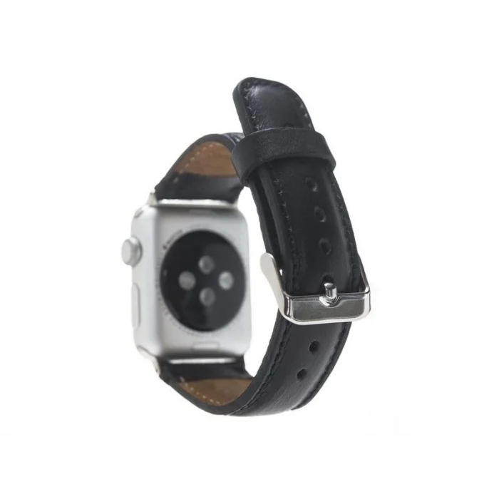 BUĞZ Apple Watch Uyumlu Deri Kordon 42-44-45mm RST1 Siyah