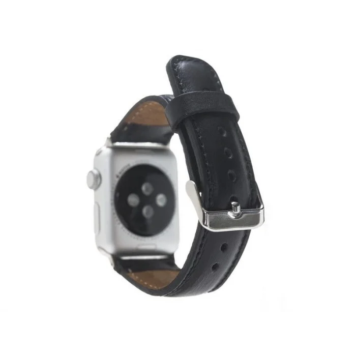  Apple Watch Uyumlu Deri Kordon 42-44-45mm RST1 Siyah