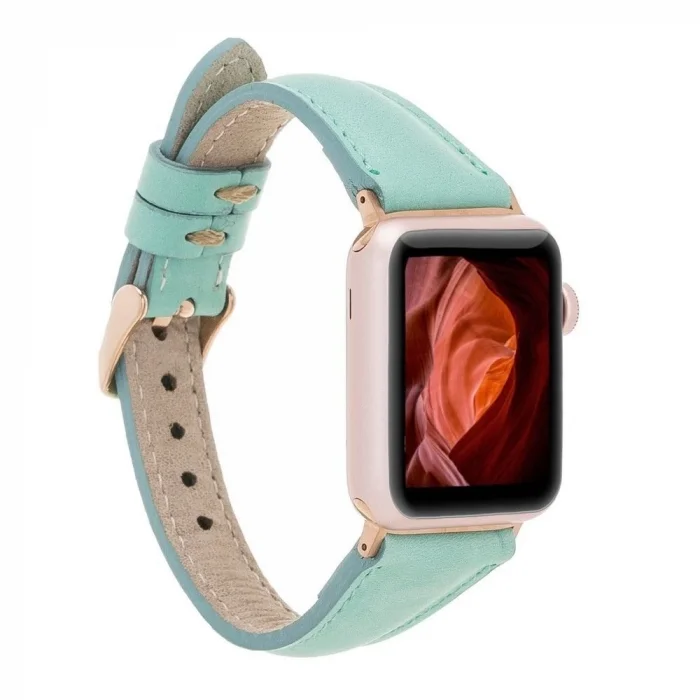  Apple Watch Uyumlu Deri Kordon 42-44-45mm Slim BRN7