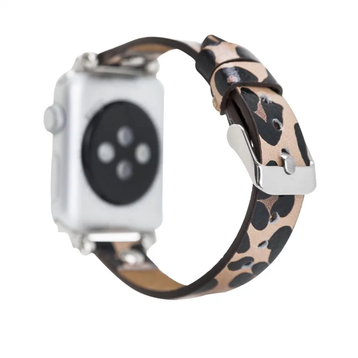  Apple Watch Uyumlu Deri Kordon 42-44-45mm ST Leopar NE