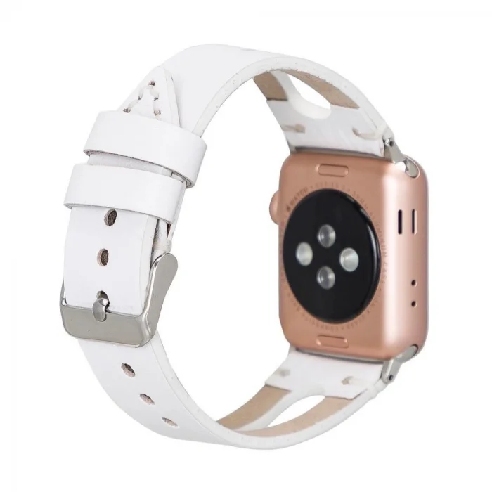  Apple Watch Uyumlu Deri Kordon BA2 42-44-45mm F3 Beyaz