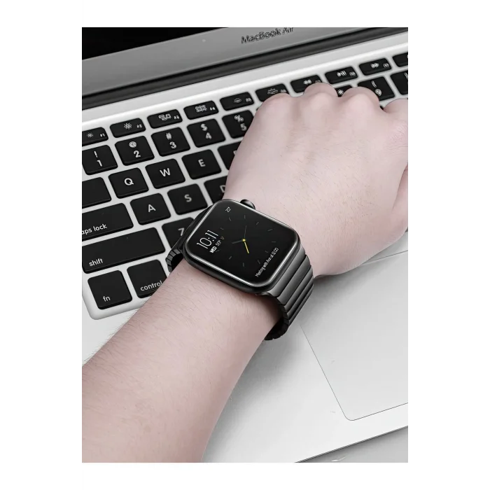 BUĞZ Apple Watch Uyumlu Gri Çelik Kordon, 44-45-49mm Ekran Boyutları İçin Uygun Metal Bileklik