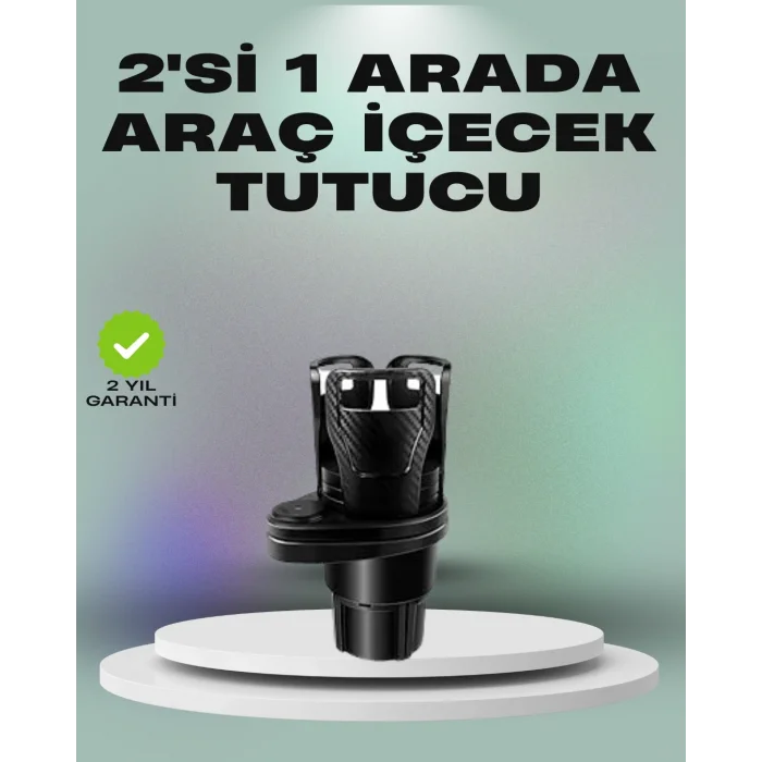 BUĞZ Araba Çift Bardak Tutucu 360° Dönebilen İkisi Bir Arada Ayarlanabilir