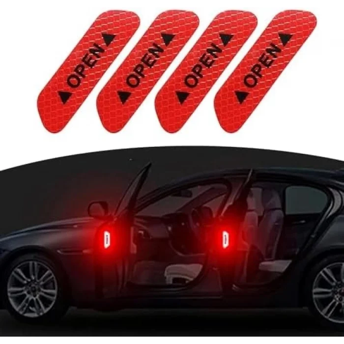 BUĞZ Araba Kapı Açık Uyarı Reflektörü Etiket Sticker 4lü 9.5x2.5cm Kırmızı