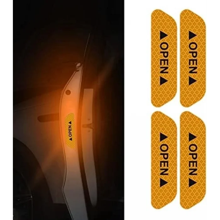 BUĞZ Araba Kapı Açık Uyarı Reflektörü Etiket Sticker 4lü 9.5x2.5cm Sarı
