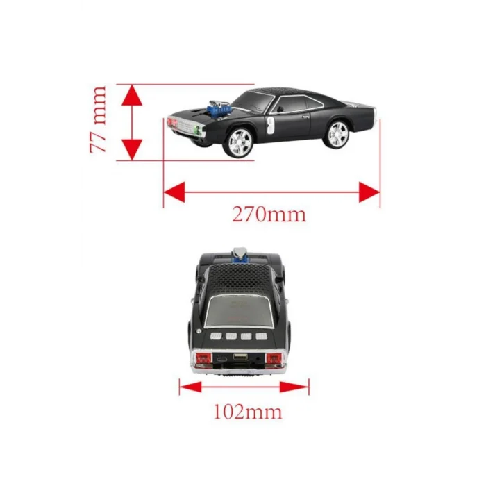 BUĞZ Araba tasarımlı lacivert Bluetooth hoparlör USB AUX FM radyo LED ışık 2 yıl garantili