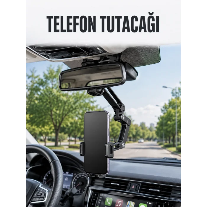 BUĞZ Araç Dikiz Aynası Telefon Tutucu Ayarlanabilir Katlanabilir Navigasyon Telefon Standı