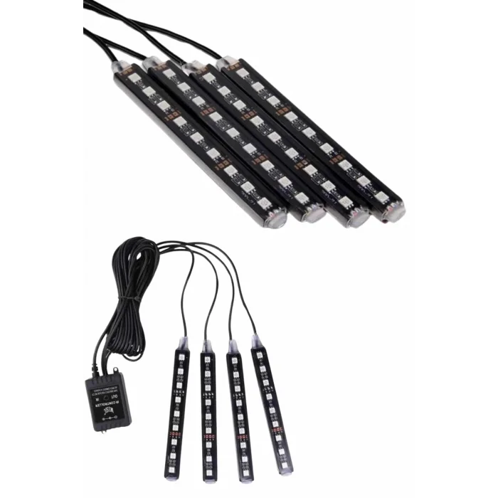  Araç İçi Ayak Altı 12li Şerit Led Işık Uzaktan Kumandalı RGB Işıklı Ses ve Müziğe Duyarlı
