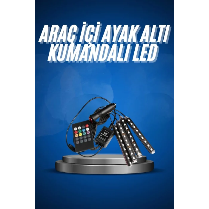  Araç İçi Ayak Altı Led 12 Led Işık Sese Müziğe Duyarlı RGB Işıklı Aydınlatma Seti