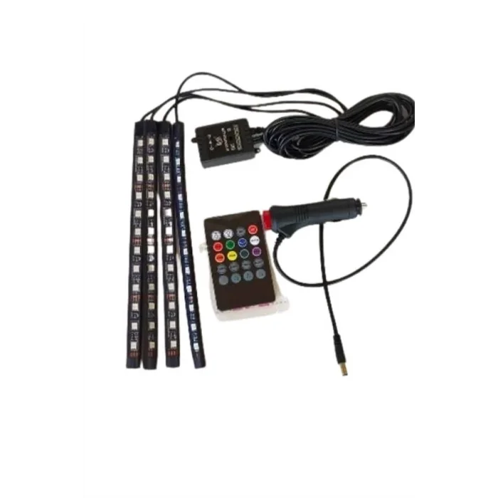  Araç İçi Ayak Altı Led 12 Led Işık Sese Müziğe Duyarlı RGB Işıklı Aydınlatma Seti