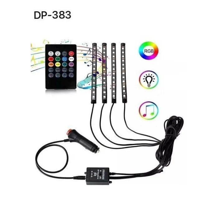 BUĞZ Araç İçi Ayak Altı Ses Duyarlı Şerit Led 4lü Set