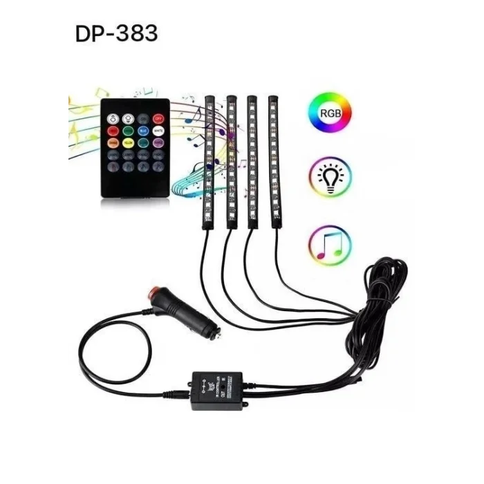 BUĞZ Araç İçi Ayak Altı Ses Duyarlı Şerit Led 4lü Set