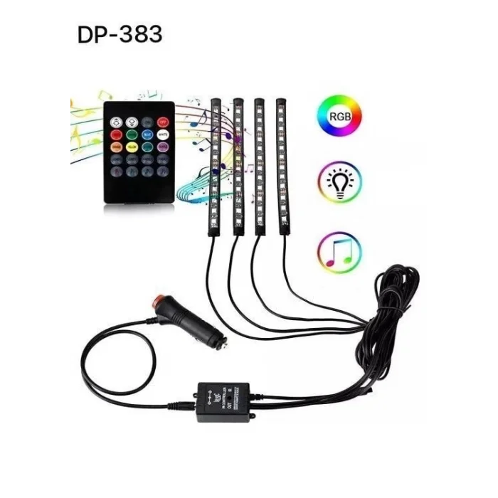 BUĞZ Araç İçi Ayak Altı Ses Duyarlı Şerit Led 4lü Set