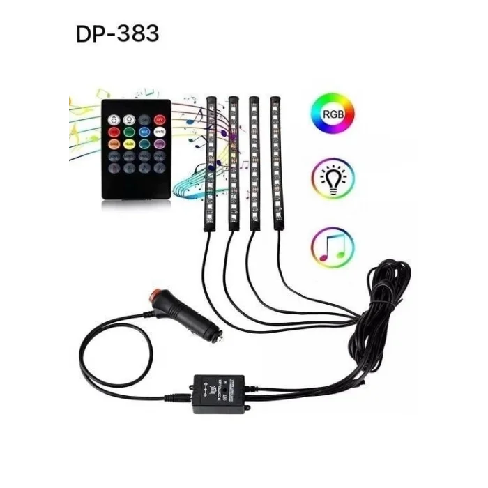 BUĞZ Araç İçi Ayak Altı Ses Duyarlı Şerit Led 4lü Set