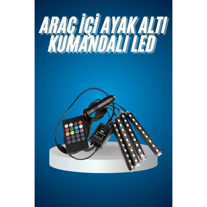  Araç Içi Aydınlatma Kumandalı 12 Led Ayak Altı Led Ambiyans Işığı Sese Duyarlı Kumandalı