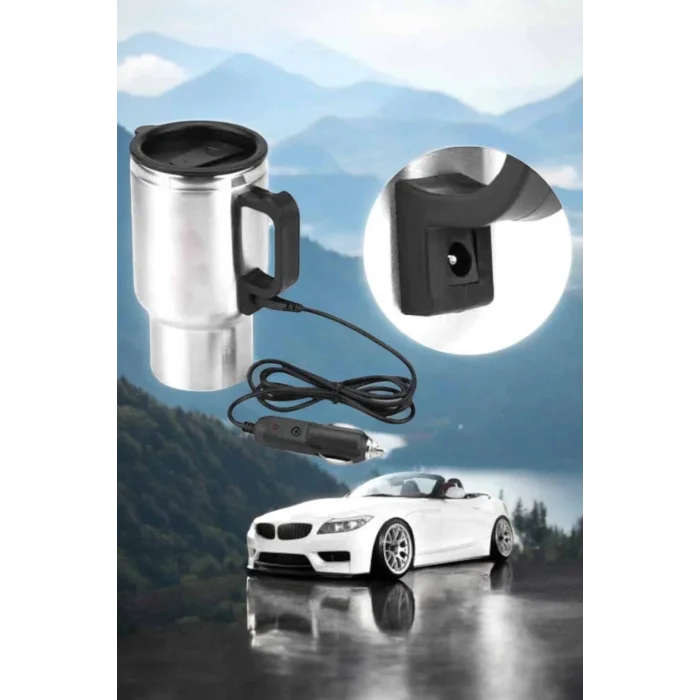  Araç İçi Çelik Su Isıtıcı Termos Bardak Çakmak Girişli Kupa Görünümlü