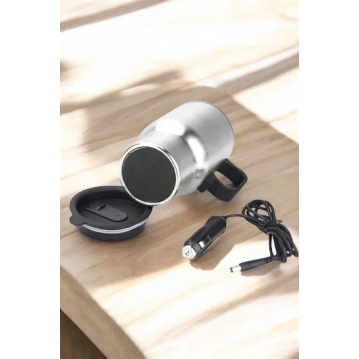  Araç İçi Çelik Su Isıtıcı Termos Bardak Çakmak Girişli Kupa Görünümlü