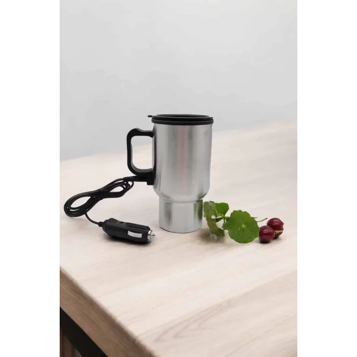  Araç İçi Çelik Su Isıtıcı Termos Bardak Çakmak Girişli Kupa Görünümlü