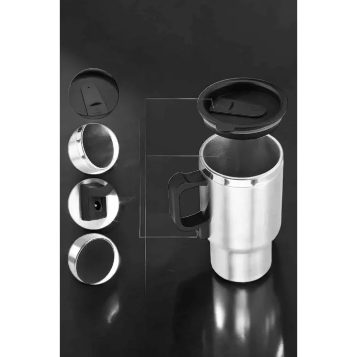  Araç İçi Çelik Su Isıtıcı Termos Bardak Çakmak Girişli Kupa Görünümlü