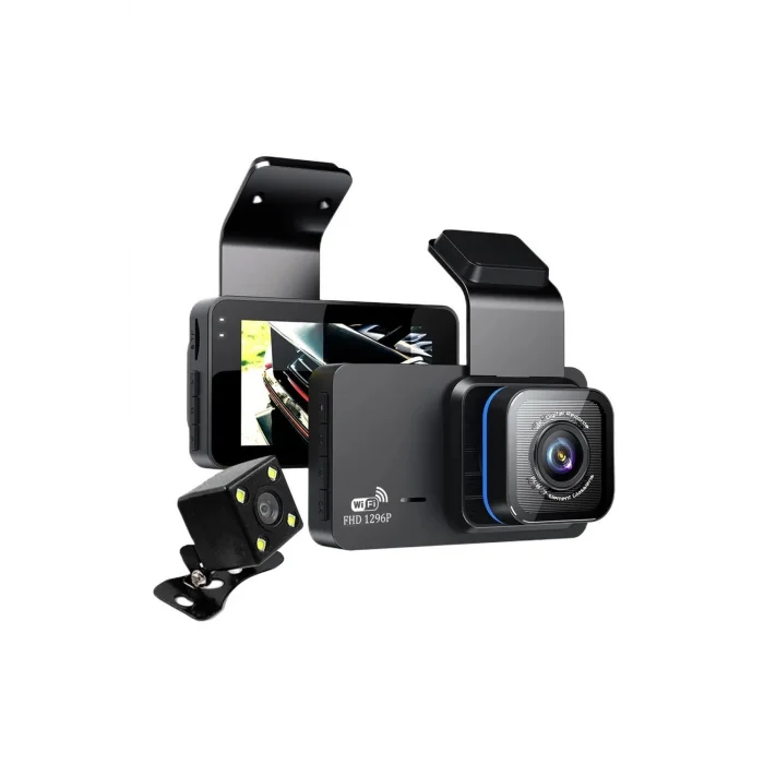 BUĞZ Araç içi çift lens wifi dash cam 1080P gece görüşlü çarpışma algılamalı video kamera