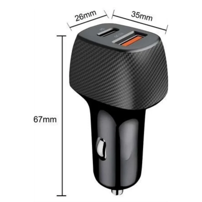  Araç İçi Hızlı Şarj Soketi 38W Oto Çakmaklık Type-C Araba Çakmaklık