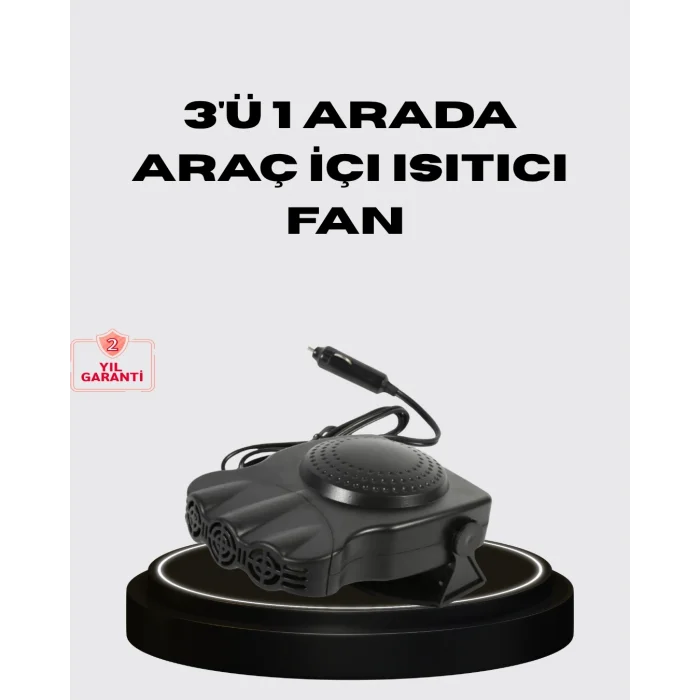 BUĞZ Araç İçi Isıtıcı ve Fan 3’ü 1 Arada 12V Çakmak Girişli ve Hızlı Isınma Özellikli