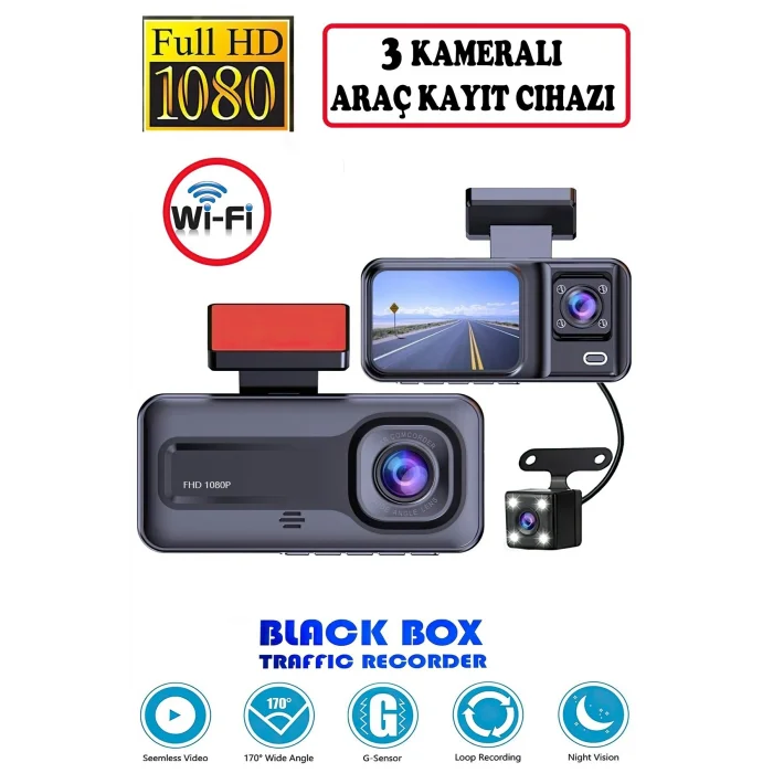 BUĞZ Araç İçi Kamera - Ekran Boyut (inç): 1.2 inç, Kamera Özellikleri: Çift Kamera | Teknik Özellikleri