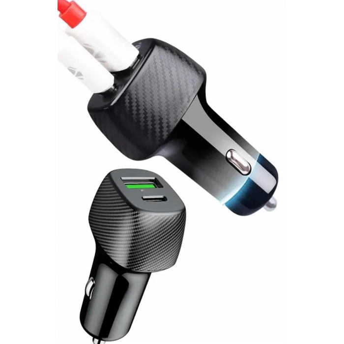 BUĞZ Araç İçi Şarj Cihazı 38W Güç Kapasiteli Type-C Girişli Araba Çakmaklık - Lisinya