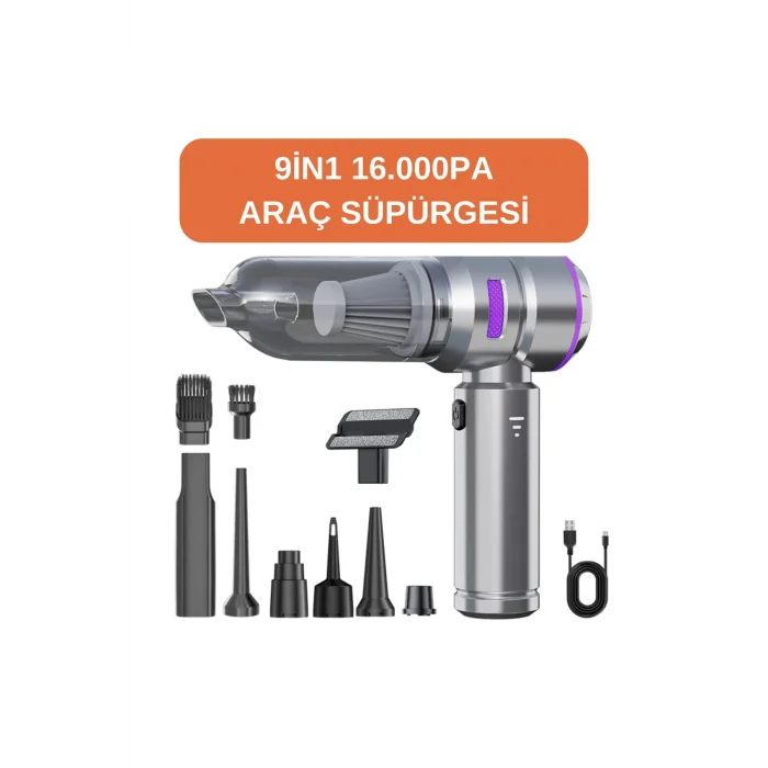 BUĞZ Araç içi süpürge şarjlı gümüş 0-250 watt 71-80 dba 2 yıl garantili 2-3 saat şarj süresi