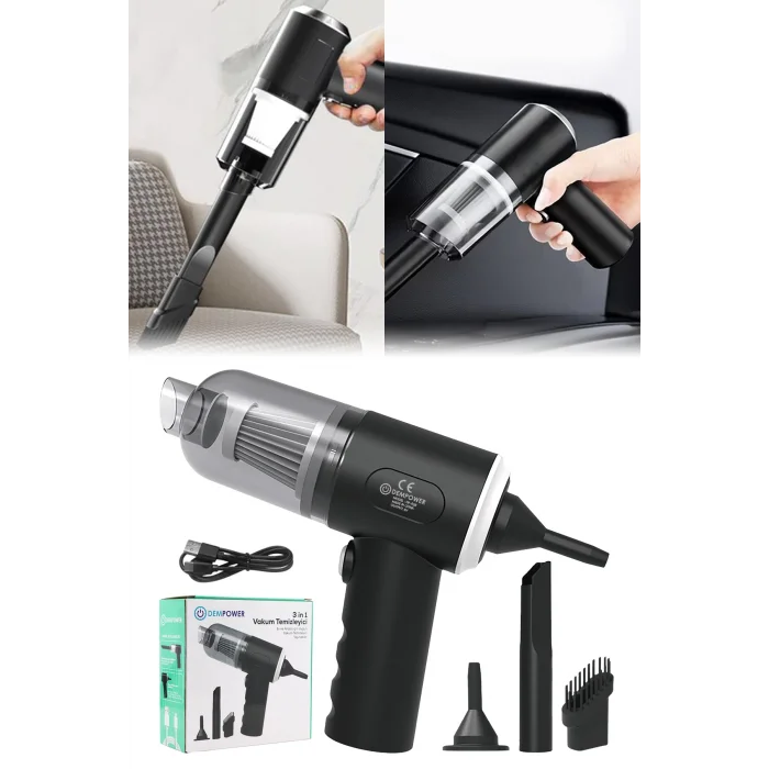 BUĞZ Araç içi süpürge siyah 0-250 watt 5-10 dba ses seviyesi 1-2 saat şarj 2 yıl garantili