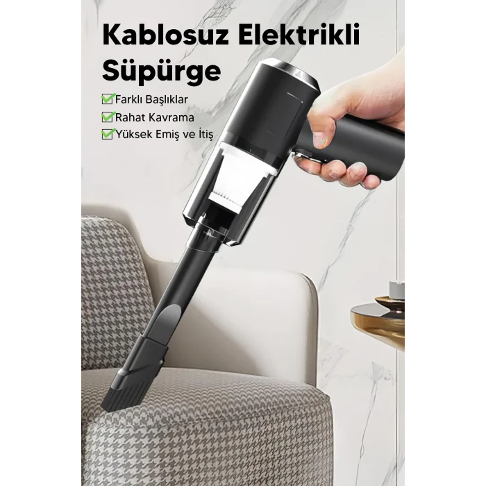 BUĞZ Araç içi süpürge siyah 0-250 watt 5-10 dba ses seviyesi 1-2 saat şarj 2 yıl garantili
