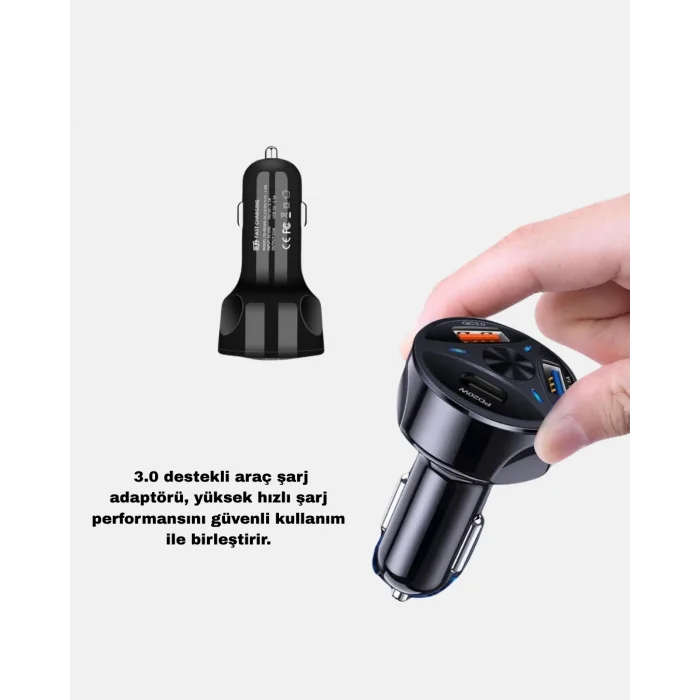 BUĞZ Araç İçi Telefon Tutucu + Quick Charge 3.0 Araç Şarj Cihazı Seti