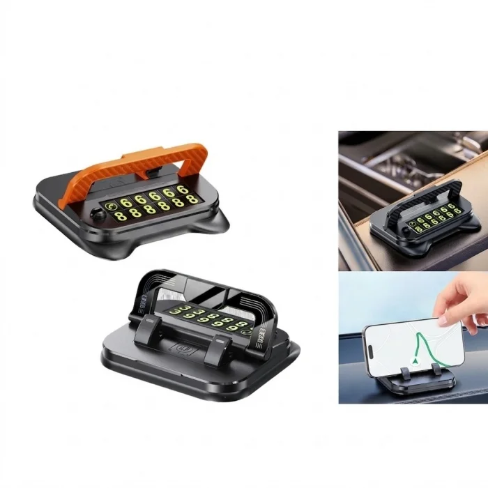 BUĞZ Araç İçi Torpido Üstü Numaratörlü Telefon Tutucu Stand Siyah