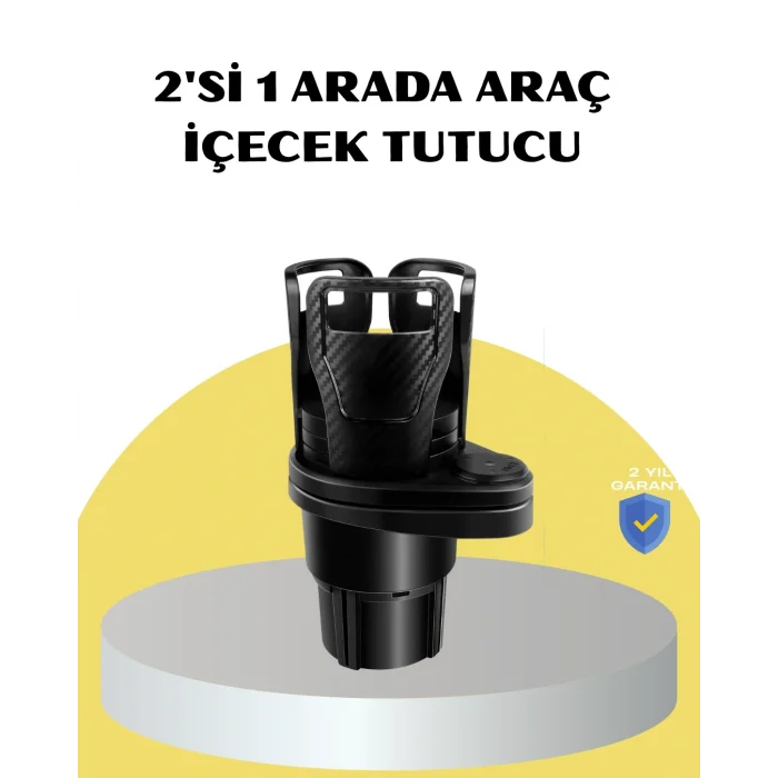 BUĞZ Araç İkili Bardak Tutucu Ayarlanabilir Genişlik 360° Döner Sistem
