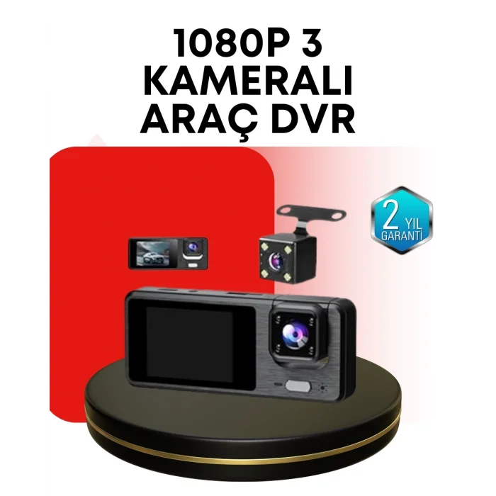  Araç Kamerası 3’lü Sistem | Full HD, Sesli Kayıt ve Park Gözetimi