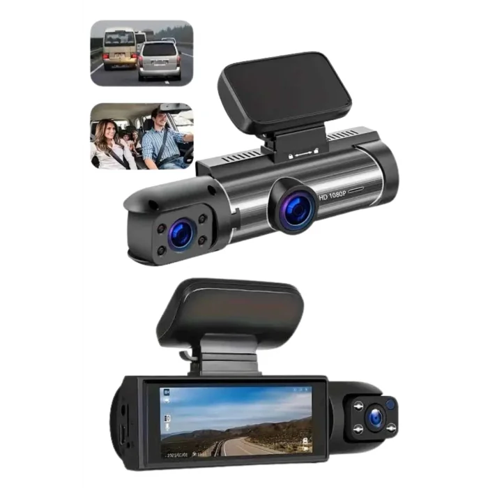  Araç Kamerası Black Box Çift Kameralı Ekranlı Full HD Sürüş Kamerası