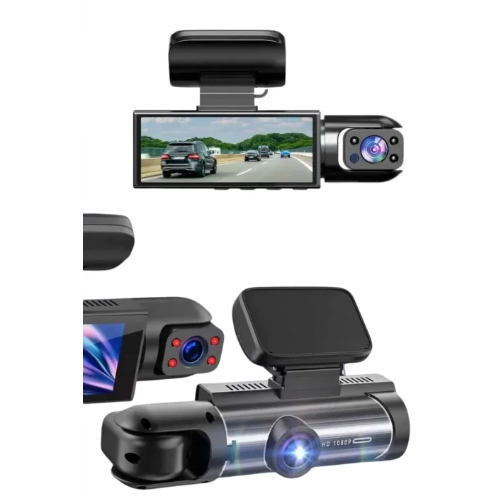  Araç Kamerası Black Box Çift Kameralı Ekranlı Full HD Sürüş Kamerası
