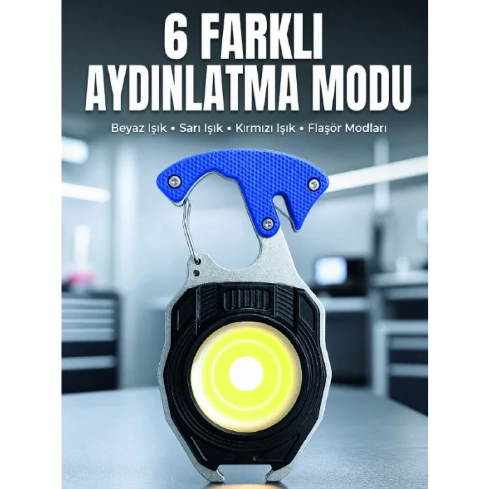 BUĞZ Araç Kamp Outdoor ve Tamir İşleri İçin Çok Amaçlı COB LED Şarjlı Kurtarma ve Çalışma Feneri