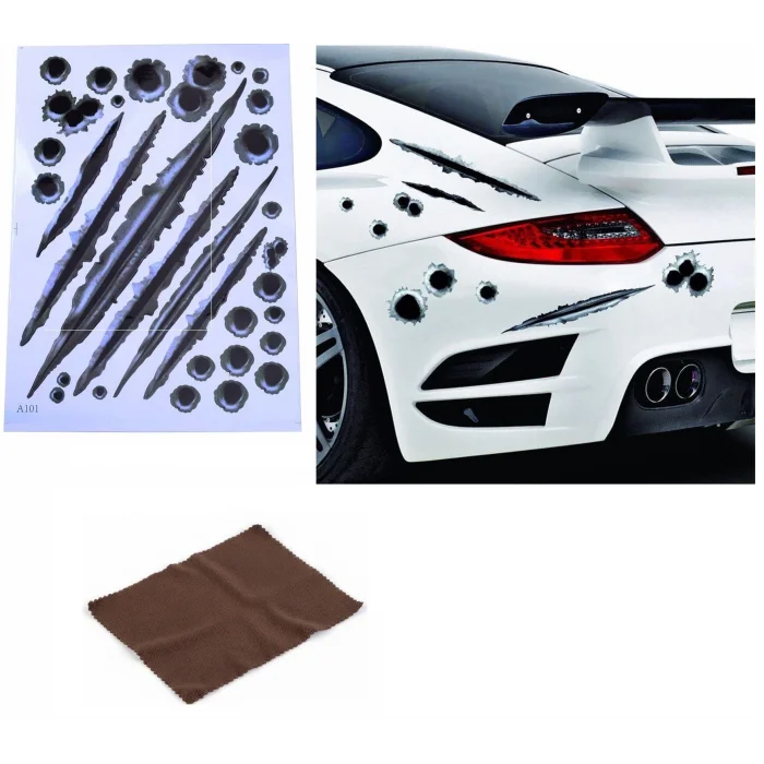 BUĞZ Araç Sticker Seti Yara Bere Oto Sticker Yara Şeklinde 3D