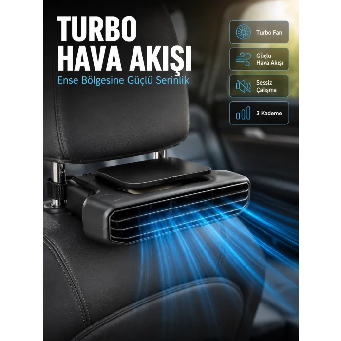 BUĞZ Aroma Hazneli Araç Koltuk Başlığı Fanı 5 Kademeli Güçlü Hava Akışı Sunan Soğutucu