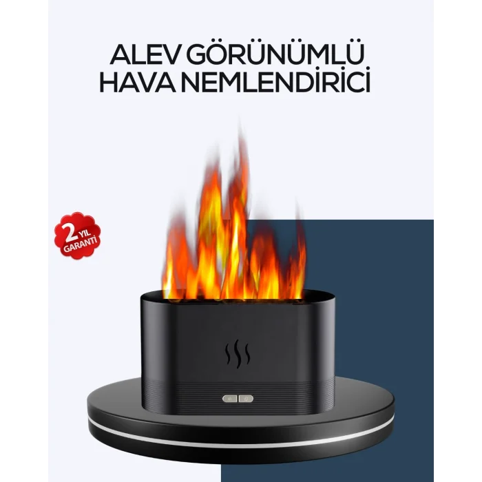 BUĞZ Aromatik Oda Kokusu Difüzörü Alev Tasarımlı LED Işıklı Nemlendirici